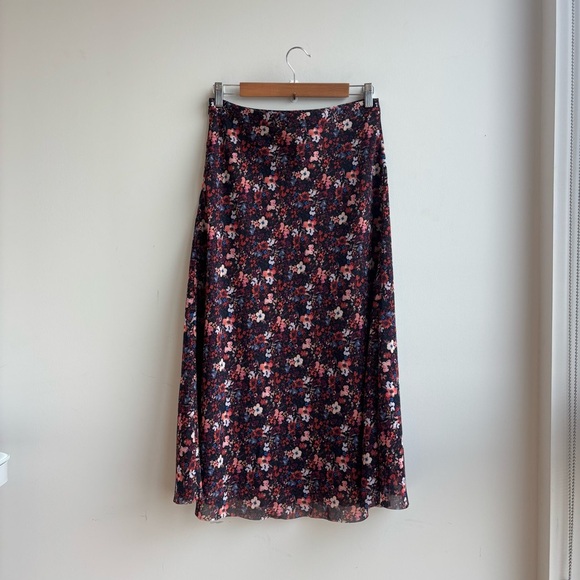 ME+ EM MULTICOLOR FLORAL A LINE MIDI SKIRT, SIZE 10 - Picture 9 of 12